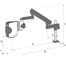 EVO Cam Articulated arm stand dimensions